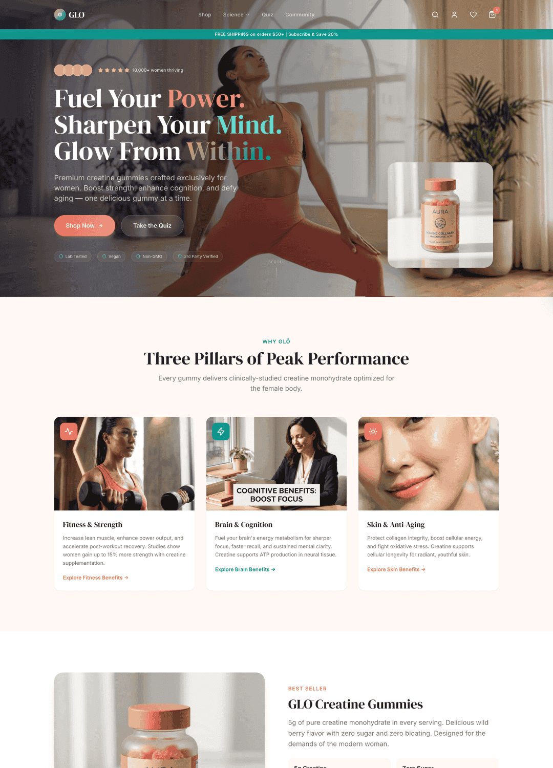 Example AlphaWeb-built creatine gummies store