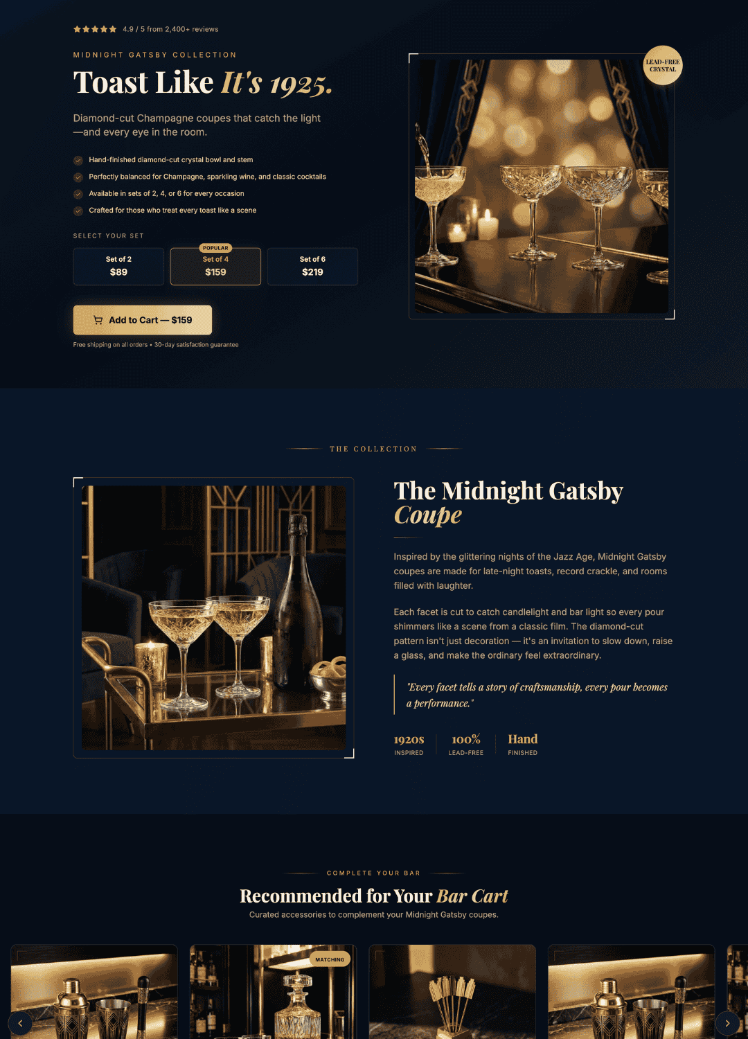 Example AlphaWeb-built champagne glassware store