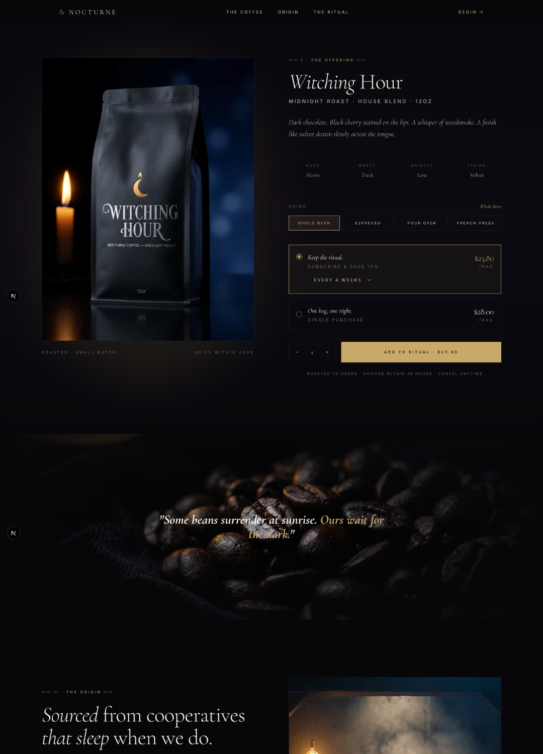Example AlphaWeb-built dark-roast coffee store